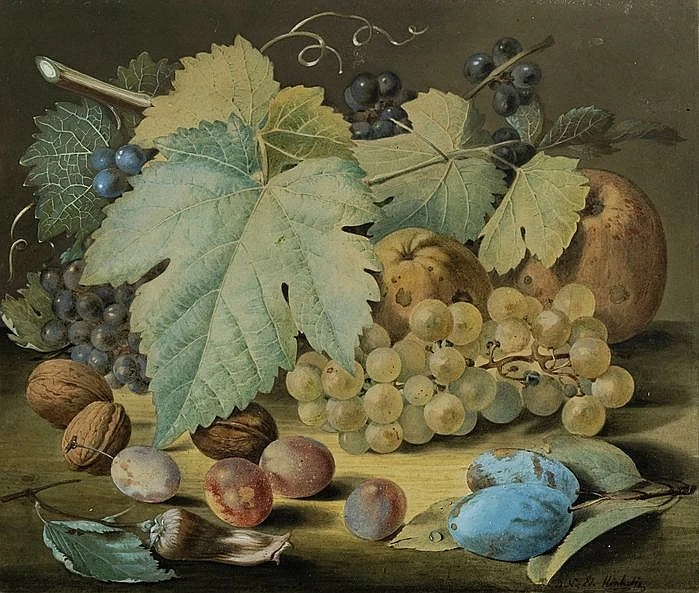 1797-Eduard Kinkelin - Natura morta con uva
